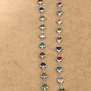 Elegant Multi-Color Silver Heart Necklace